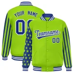 Custom Red American Flag Varsity Full-Snap Authentic Raglan Sleeves Letterman Bomber Jacket