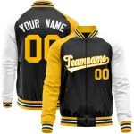 Custom Green Black Varsity Full-Zip Raglan Sleeves Letterman Baseball Jacket