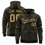Custom Black Old Gold Varsity Full-Zip Letterman Leopard Print Jacket Hoodie