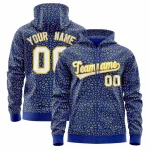 Custom Royal Gold Varsity Full-Zip Letterman Leopard Print Jacket Hoodie