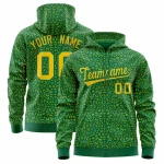Custom Kelly Green Gold Varsity Full-Zip Letterman Leopard Print Jacket Hoodie