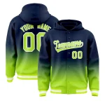 Custom Navy Neon Green Varsity Full-Snap Letterman Gradient Jacket Hoodie
