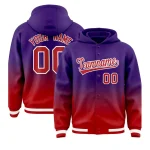 Custom Purple Red Varsity Full-Snap Letterman Gradient Jacket Hoodie