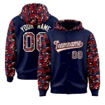 Custom Navy Red-Cream Raglan Sleeves Varsity Full-Snap Letterman Camo Jacket Hoodie