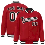 Custom Red Black-White Classic Style Varsity Full-Snap Letterman Jacket