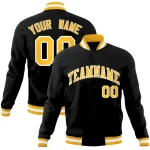 Custom Black Gold-White Classic Style Varsity Full-Snap Letterman Jacket