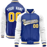Custom Royal White Varsity Full-Zip Raglan Sleeves Letterman Baseball Jacket