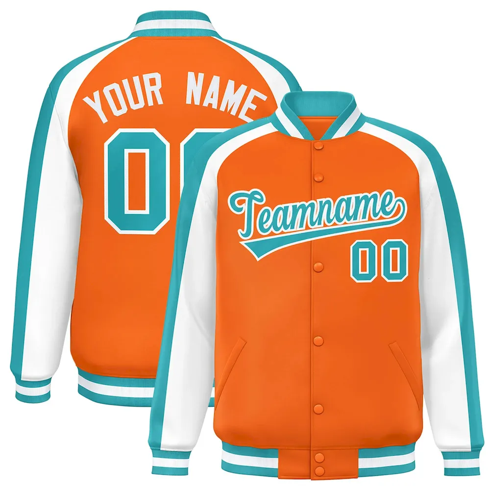Custom White Aqua-Orange Hook Split Fashion Authentic Baseball Jersey
