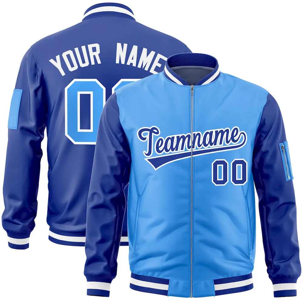 Custom Light Red Royal Varsity Full-Zip Two-Tone Letterman Bomber Jacket