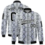 Custom Varsity Full-Zip Snake Pattern Letterman Bomber Jacket