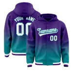 Custom Purple Teal Varsity Full-Snap Letterman Gradient Jacket Hoodie