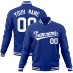 Custom Navy White-Navy Classic Style Varsity Full-Snap Letterman Jacket