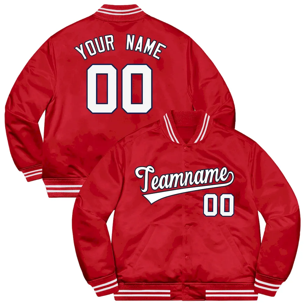 Custom Black Red-White Raglan Sleeves Varsity Full-Snap Letterman Jacket