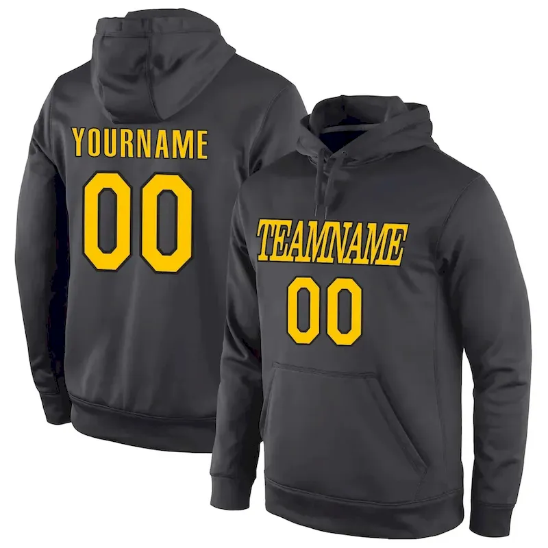 Custom Black Yellow Classic Style Pullover Sport Fashion Hoodie Uniform
