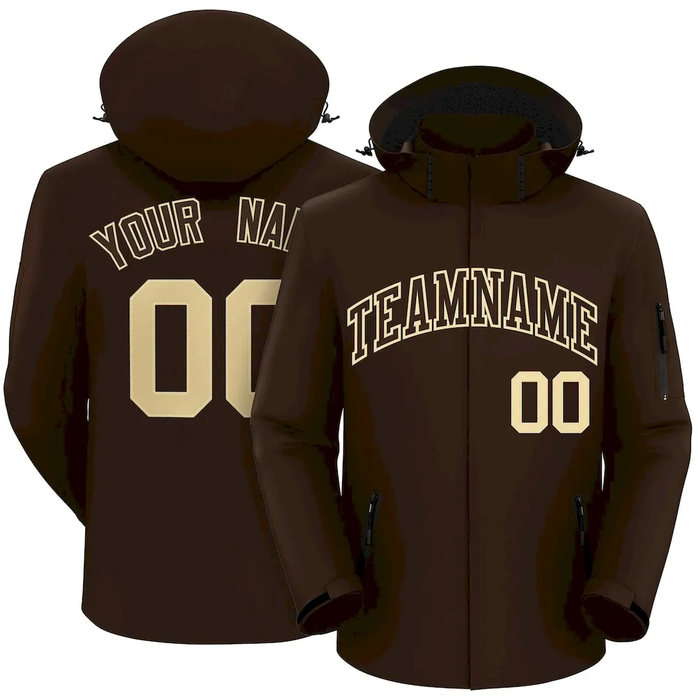 Custom Brown Brown-Khaki Classic Style Waterproof Jacket