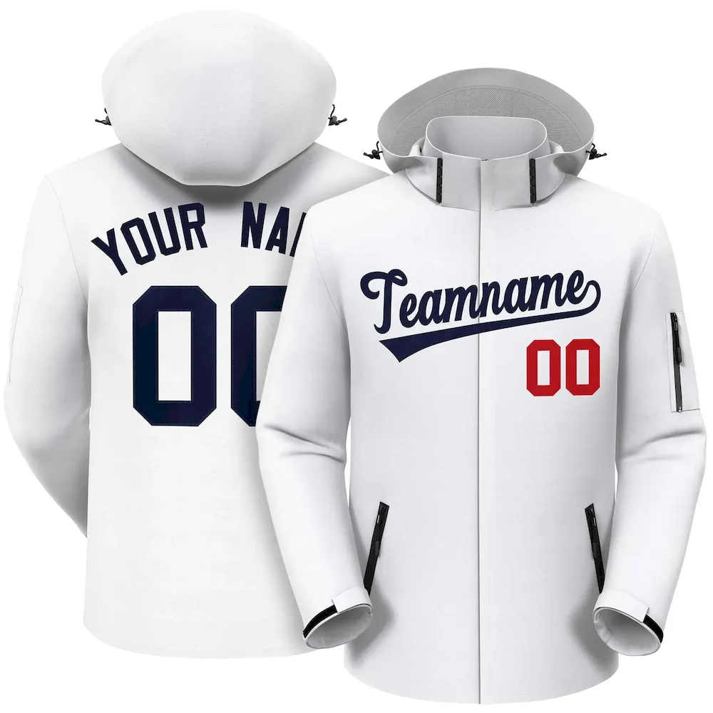 Custom White Navy Classic Style Waterproof Jacket