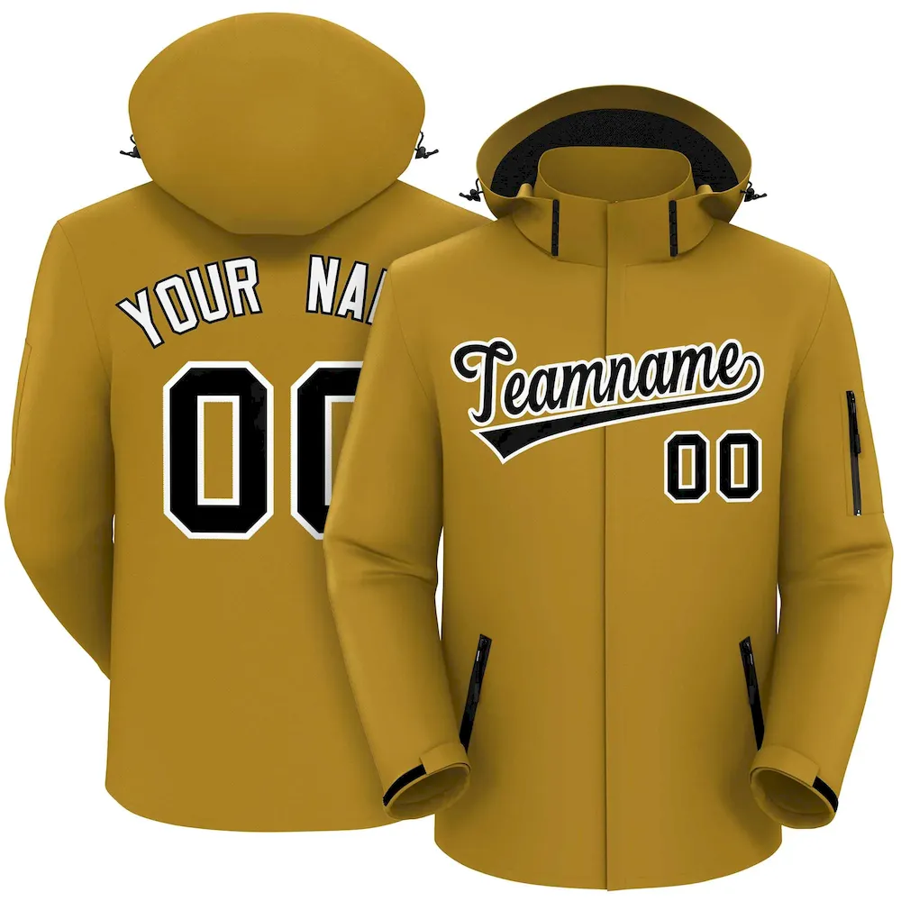 Custom Old Gold Black-White Classic Style Waterproof Jacket