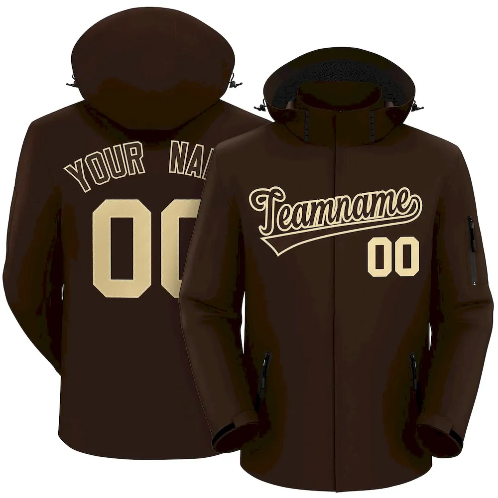 Custom Brown Brown-Khaki Classic Style Waterproof Jacket