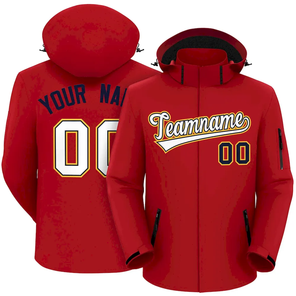 Custom Red White-Gold Classic Style Waterproof Jacket