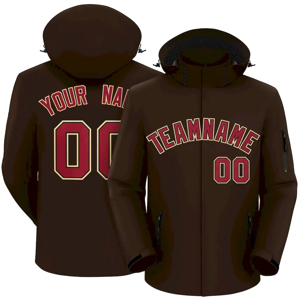 Custom Brown Crimson-Khaki Classic Style Waterproof Jacket