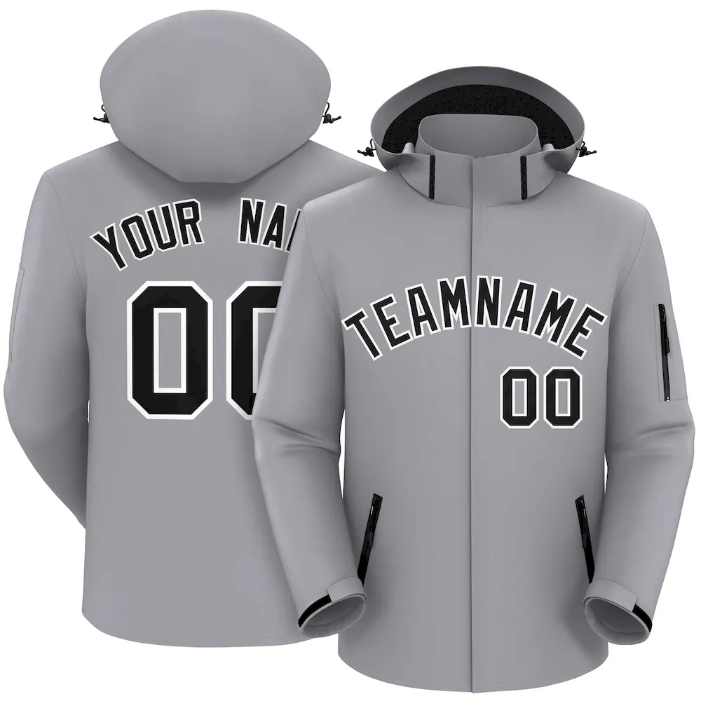 Custom Gray Black-White Classic Style Waterproof Jacket