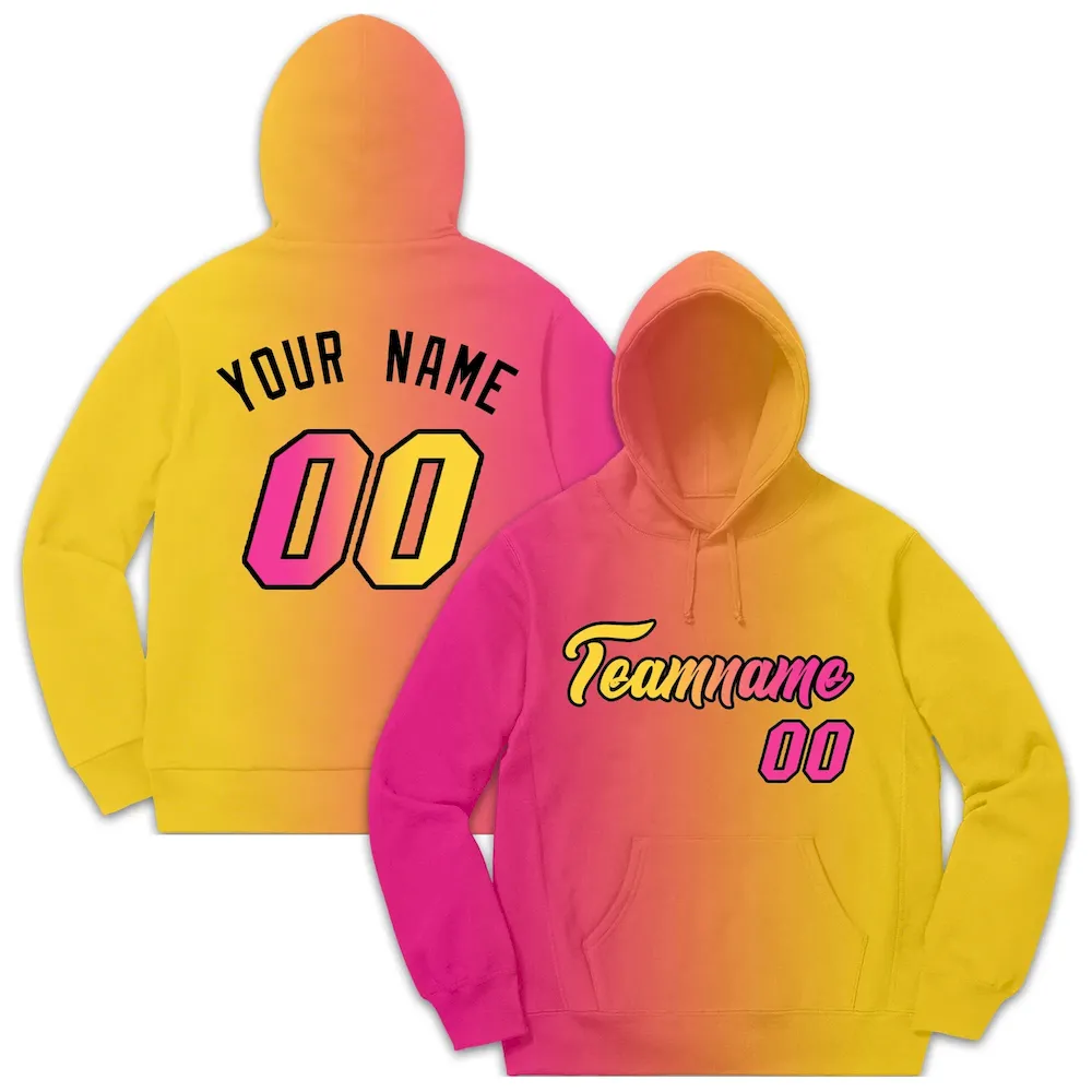 Custom Pink Yellow Gradient Fashion Casual Pullover Sweatshirt Hoodie