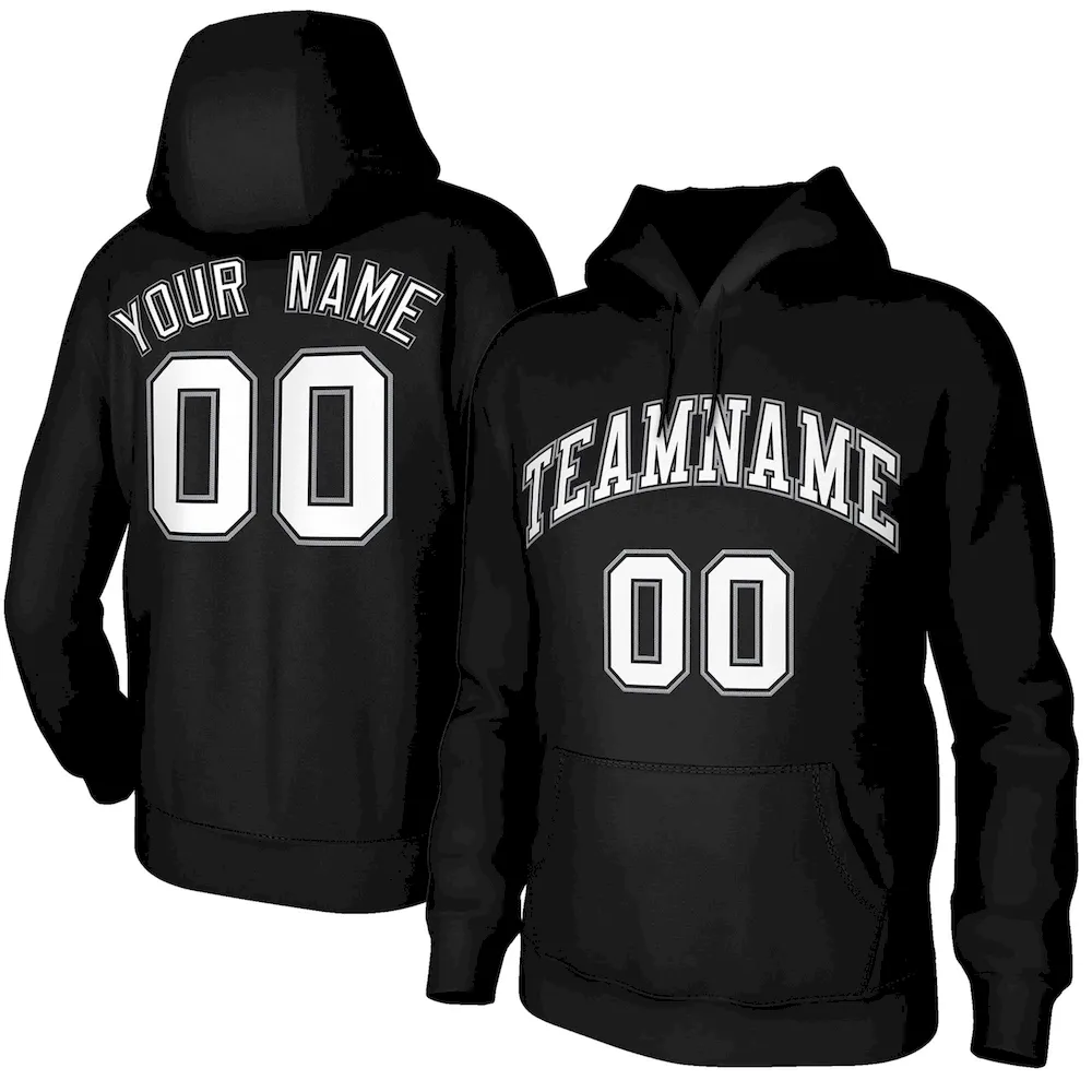 Custom Black White Sports Classic Style Sweatshirt Fashion Hoodie Uniform