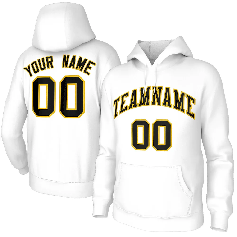 Custom Classic Style White Hoodie Fashion Athletic Pullover Sweatshirt