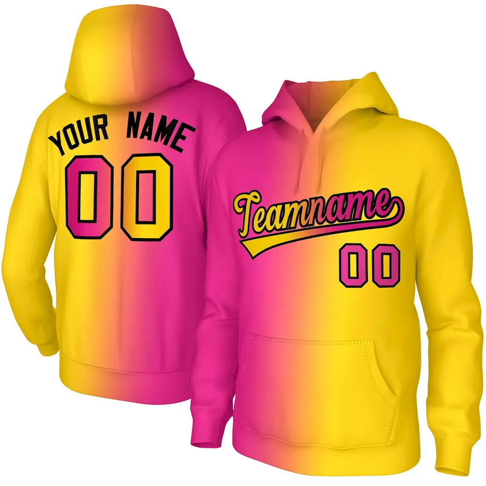 Custom Stitched Gold Pink Gradient Fashion Sports Pullover Sweatshirt Hoodie