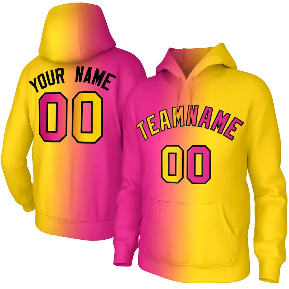 Custom Stitched Orange Royal Gradient Fashion Athletic Pullover Sweatshirt Hoodie