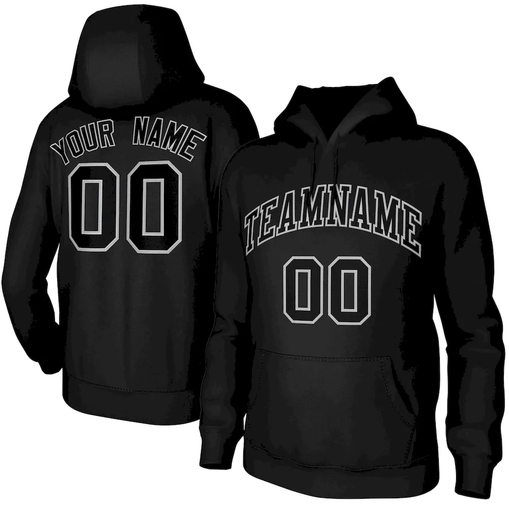 Custom Black Gray Classic Style Training Uniform Pullover Hoodie