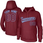 Custom Cardinal Light Blue Classic Style Sports Uniform Pullover Hoodie