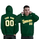 Custom Green White-Gold Classic Style Personalized Sport Pullover Hoodie