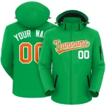 Custom Kelly Green Orange-White Classic Style Waterproof Jacket