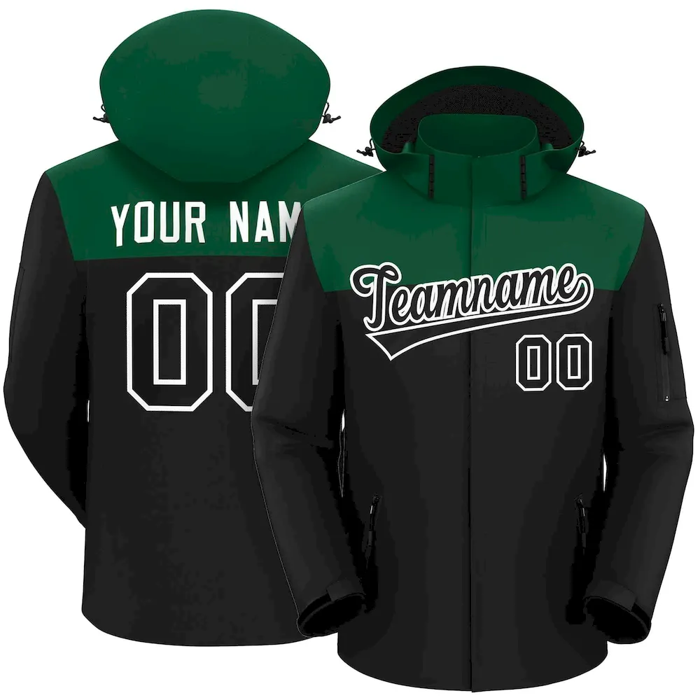 Custom Green Black-White Two Tone Waterproof Jacket