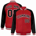 Custom Red Navy Raglan Sleeves Gradient Thick Stripe Authentic Baseball Jersey