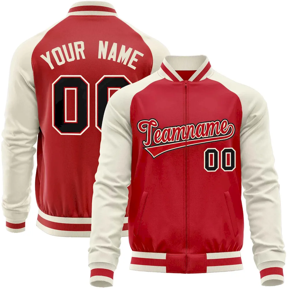 Custom Black Purple Varsity Full-Zip Raglan Sleeves Letterman Baseball Jacket
