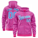 Custom Pink Powder Blue Varsity Full-Zip Letterman Leopard Print Jacket Hoodie