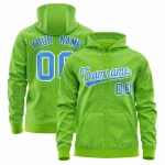 Custom Neon Green Powder Blue Varsity Full-Zip Letterman Leopard Print Jacket Hoodie
