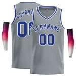 Custom Dark Gray White-Blue Classic Tops Men Casual Basketball Jersey
