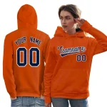 Custom Orange Royal-White Classic Style Personalized Sport Pullover Hoodie