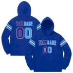 Custom Stitched Royal Powder Blue-Purple Cotton Pullover Sweatshirt Hoodie