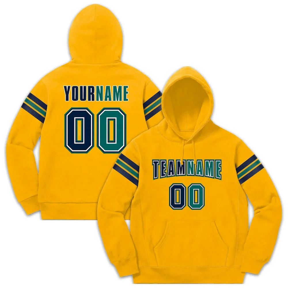 Custom Stitched Yellow Royal-White Cotton Pullover Sweatshirt Hoodie