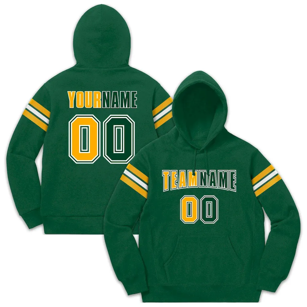 Custom Stitched Green Red-Yellow Cotton Pullover Sweatshirt Hoodie