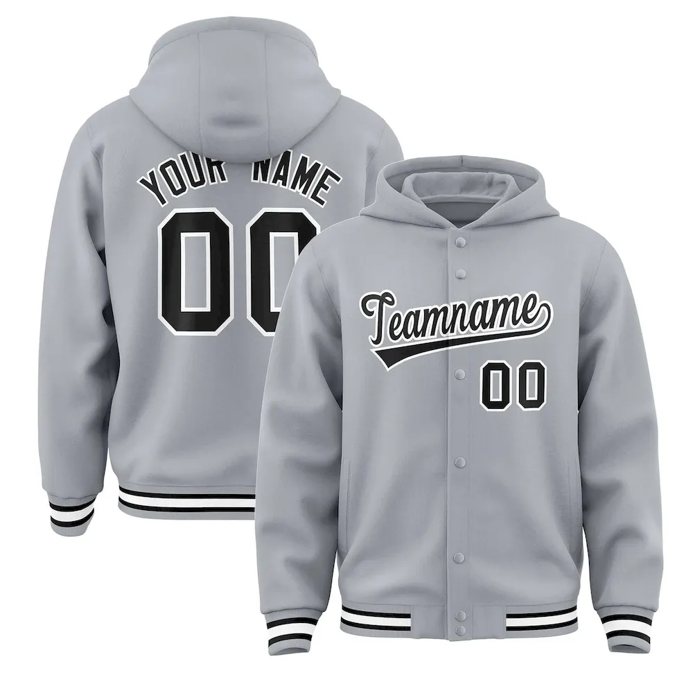 Custom White Royal Varsity Full-Snap Letterman Classic Jacket Hoodie