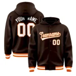 Custom Brown White-Orange Varsity Full-Snap Letterman Classic Jacket Hoodie