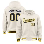 Custom Cream Navy-Gold Varsity Full-Snap Letterman Classic Jacket Hoodie