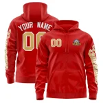 Custom Red Old Gold Varsity Full-Zip Letterman Classic Jacket Hoodie