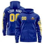Custom Royal Gold Varsity Full-Zip Letterman Classic Jacket Hoodie