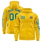 Custom Gold Kelly Green Varsity Full-Zip Letterman Classic Jacket Hoodie